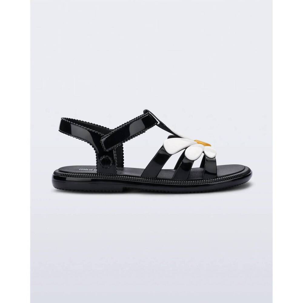 NEW MINI MELISSA girl's hip bloom pearly sandals in black & white